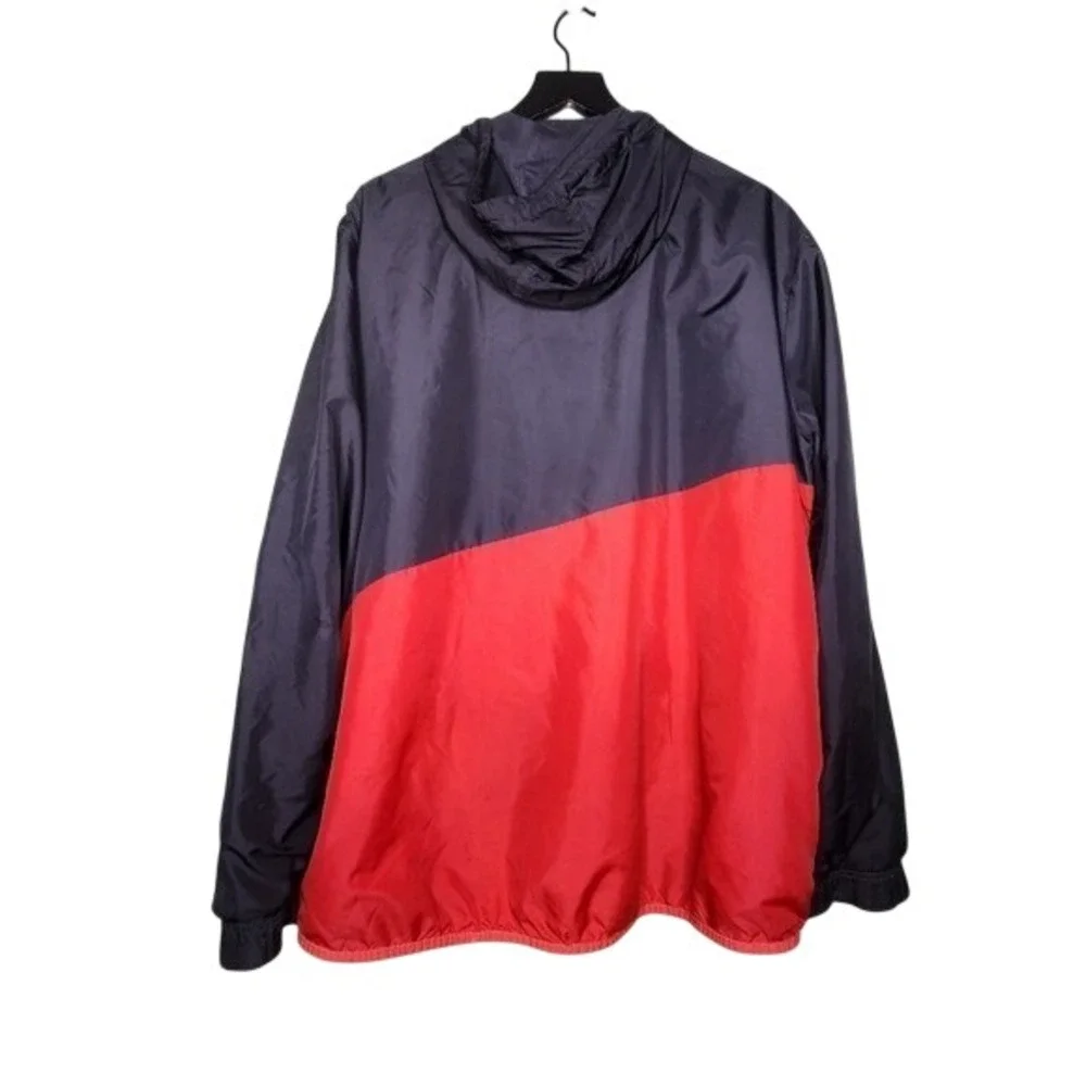 Russell Athletic‎ Mens Black Red Colorblock Hooded Windbreaker Jacket XL